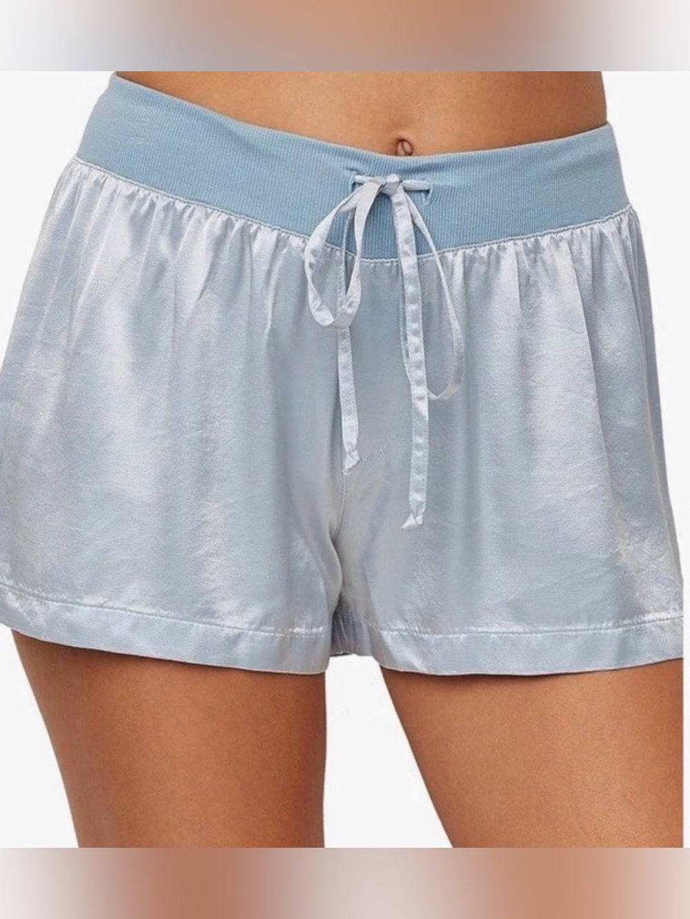 PJ Harlow Mikel Light Blue Lounge Sleep Shorts with Ribbed Waist